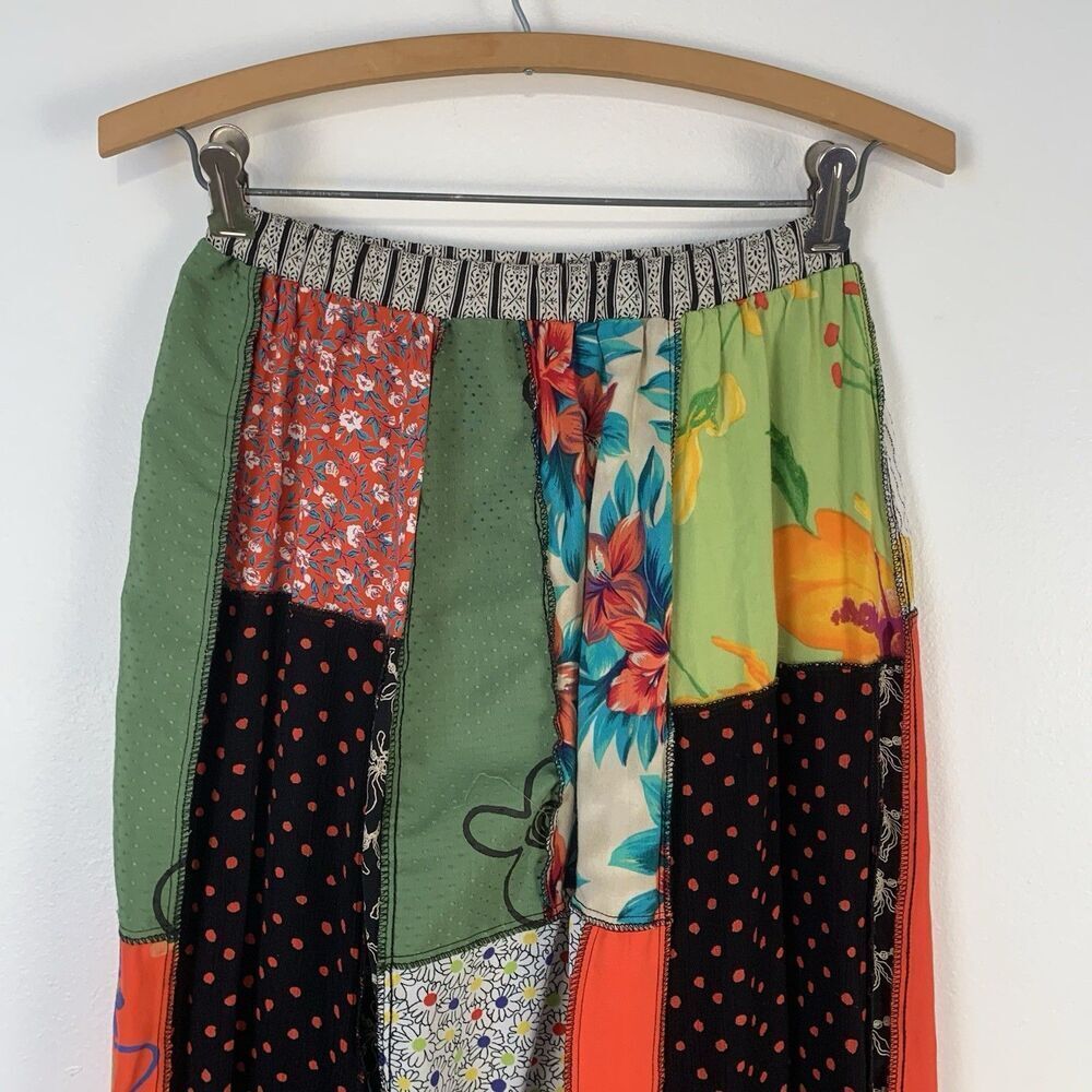 Staley Gretzinger Patchwork Maxi Skirt Boho Cottagecore Colorful Elastic Waist - Picture 2 of 9